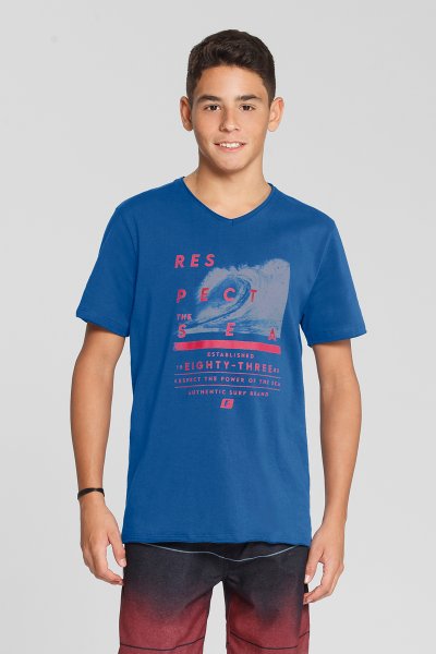 Camiseta Juvenil Menino Respect Azul - Fico