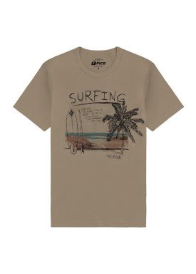 camiseta meia malha juvenil masculina surfing bege fico 48611