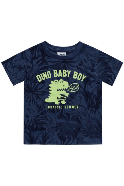 Camiseta Bebê Menino Dino Baby Marinho - Fakini