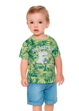 camiseta meia malha bebe masculino dino baby verde fakini 2212 1