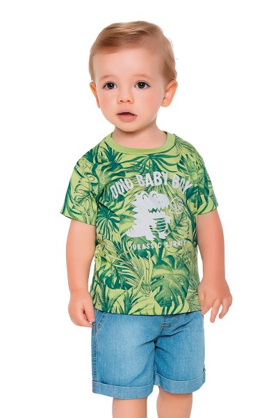Camiseta Bebê Menino Dino Baby Verde - Fakini