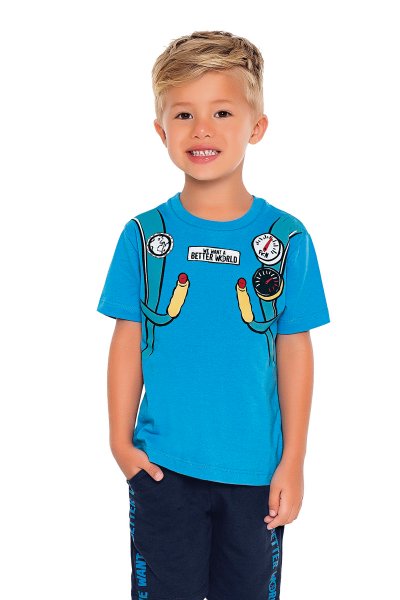 Camiseta Infantil Menino Jetpack Azul - Fakini