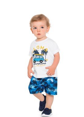 conjunto camiseta e bermuda bebe masculino aloha branco fakini forfun 2177 1