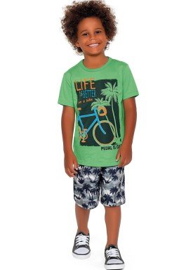conjunto camiseta e bermuda infantil masculino bike verde fakini forfun 2189 1