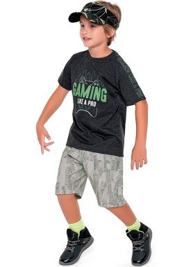 conjunto camiseta e bermuda infantil masculino gaming mescla fakini 2265 1