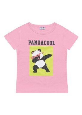 blusa meia malha infantil feminina pandacool rosa fakini 2098