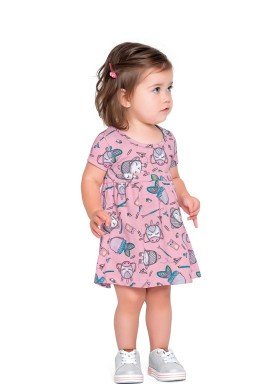 vestido meia malha bebe feminino school rosa fakini forfun 2152 1