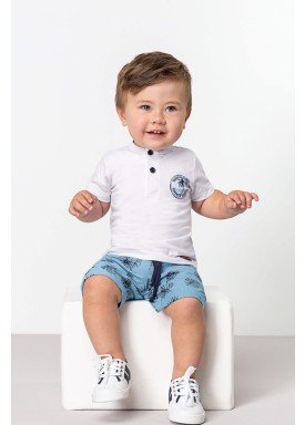 conjunto camiseta e bermuda bebe masculino summer branco dingdang 851109 1
