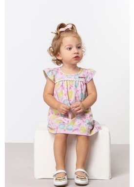 vestido cotton bebe feminino estampado rosa dingdang 851001 1