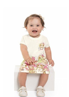 vestido cotton bebe feminino preguicinhas natural beeloop 13845 2