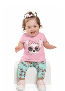 conjunto blusa e capri bebe feminino fashion rosa beeloop 13841 1