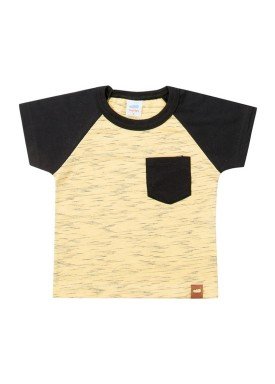camiseta meia malha com bolso bebe masculina amarelo marlan 40481