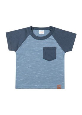 camiseta meia malha com bolso bebe masculina azul marlan 40481