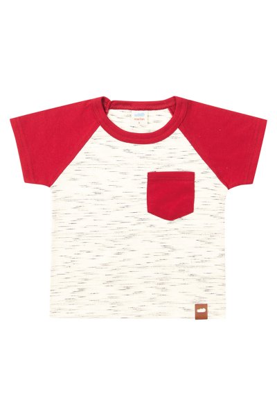 Camiseta c/ Bolso Bebê Menino Marfim - Marlan