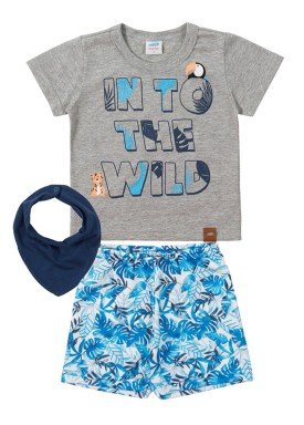 conjunto camiseta e bermuda bebe masculino wild mescla marlan 40452