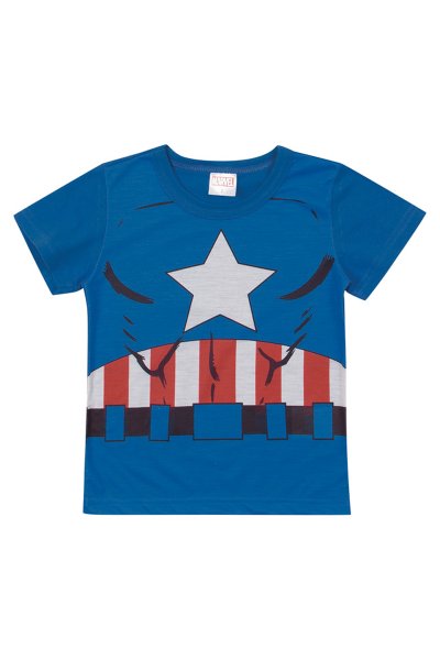 Camiseta Bebê Menino Capitão América Azul - Marlan