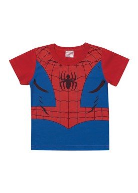 camiseta meia malha bebe masculina homem aranha vermelho marlan a6010