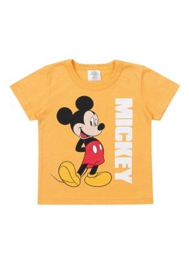 camiseta meia malha bebe masculina mickey amarelo marlan d4194