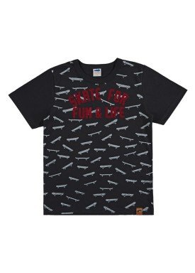 camiseta meia malha infantil masculina skate preto marlan 64617