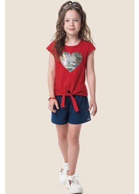 conjunto blusa e short infantil feminino love vermelho marlan 64642 1