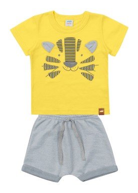 conjunto camiseta e bermuda bebe masculino tigre amarelo marlan 60406