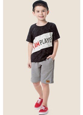 conjunto camiseta e bermuda infantil masculino player preto marlan 64615 1