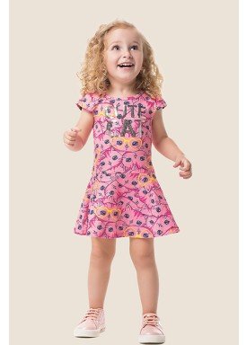 vestido cotton infantil feminino gatinhas rosa marlan 62471 1