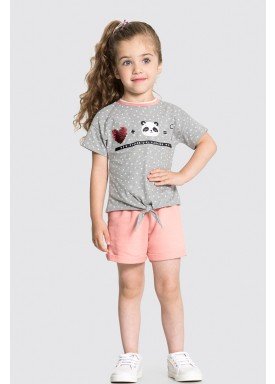 conjunto blusa e short infantil feminino panda mescla alakazoo 31486 1