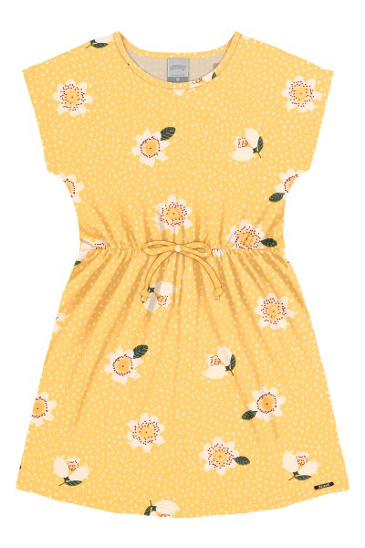 Vestido Infantil Menina Flores Amarelo - Alakazoo