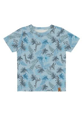 camiseta meia malha bebe masculina safari azul alakazoo 33102