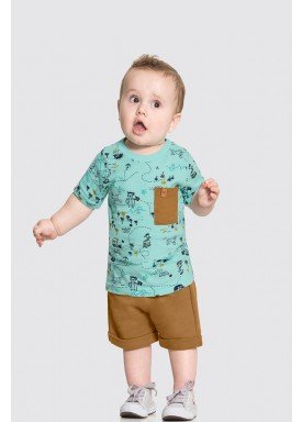 conjunto camiseta e bermuda bebe masculino piratas verde alakazoo 33108 1