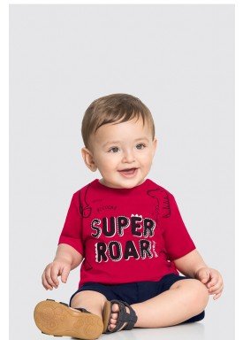 conjunto camiseta e bermuda bebe masculino super roar vermelho alakazoo 33110 1