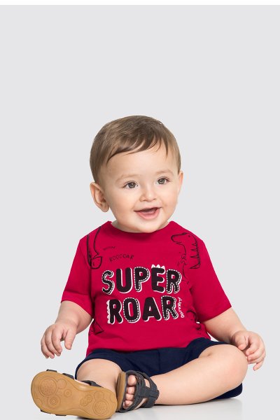 Conjunto Bebê Menino Super Roar Vermelho - Alakazoo