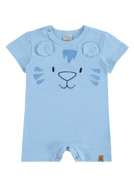macacao curto malha favinho bebe masculino tigre azul alakazoo 33105