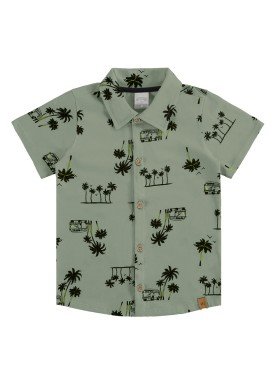 camisa meia malha infantil masculina tropical verde alakazoo 34673