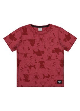 camiseta malha view flex infantil masculina sharks vermelho alakazoo 34671