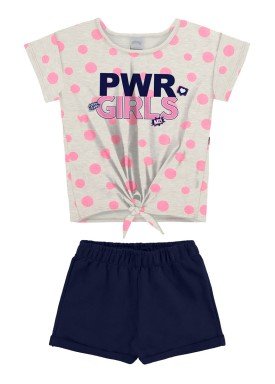 conjunto blusa e short juvenil feminino pwr girls mescla alakazoo 34979