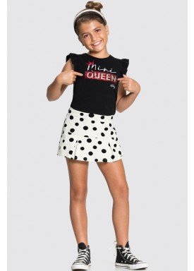 conjunto blusa e short saia infantil feminino mini queen preto alakazoo 34985 1