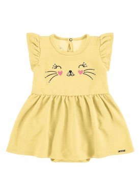 vestido body bebe feminino gatinha amarelo alakazoo 34961
