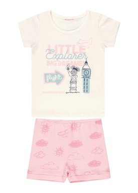 conjunto blusa e short bebe feminino little explorer offwhite kamylus 10251