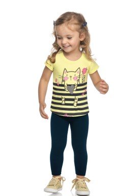 conjunto blusa e legging infantil feminino gatinha amarelo elian 231509 1