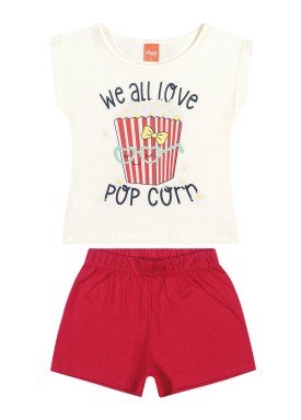conjunto blusa e short infantil feminino popcorn natural elian 231438