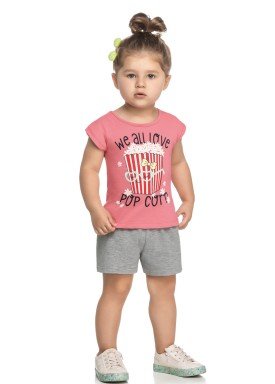 conjunto blusa e short infantil feminino popcorn rosa elian 231438 1
