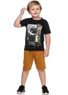 conjunto camiseta e bermuda infantil juvenil masculino free preto elian 241053 1