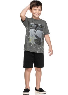 conjunto camiseta e bermuda infantil juvenil masculino skate mescla elian 241054 1