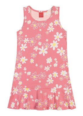 vestido meia malha infantil juvenil feminino floral rosa elian 251391