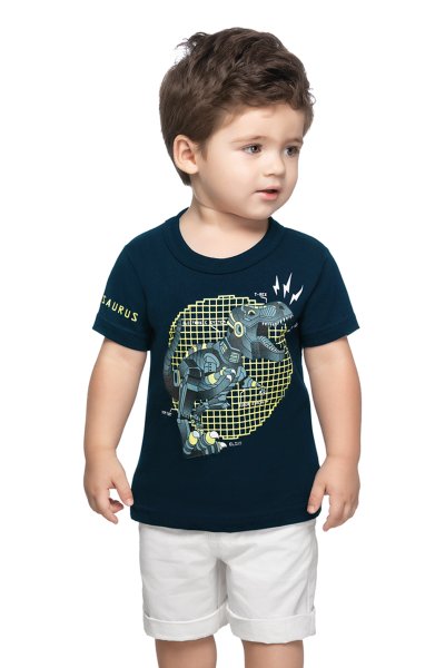 Camiseta Infantil Menino Tyrannosaurus Marinho - Elian