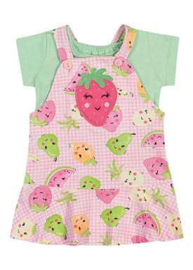 conjunto blusa e salopete bebe feminino frutas verde elian 211167