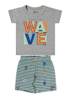 conjunto camiseta e bermuda bebe masculino wave mescla elian 20907