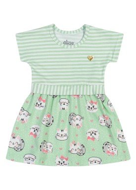 vestido cotton bebe feminino cats verde elian 211152
